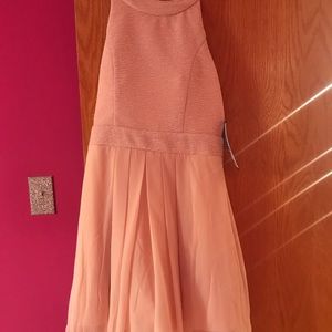 Semi formal blush pink dress.